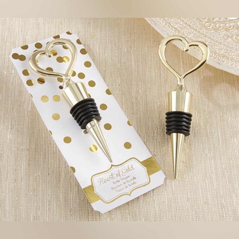 NWT- Kate Aspen Heart of Gold Bottle Wine Stopper Party Favor Guest Gift